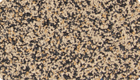 L'échantillon en couleur Travertin de WARCO pour les surfaces d'aspect naturel, fabriqué à partir de granulat de caoutchouc EPDM entièrement coloré.