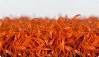 L'échantillon d'une dalle WARCO en gazon artificiel laminé en couleur orange.