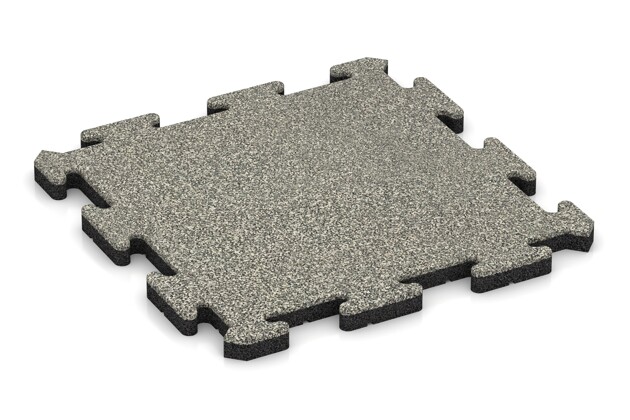 Fallschutz-Puzzlematte von WARCO im Farbdesign Heller Granit mit den Abmessungen 500 x 500 x 30 mm. Produktfoto von Artikel 2629 in der Aufsicht von schräg vorne.