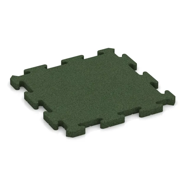Revêtement sportif en caoutchouc de WARCO en couleur Vert gazon au format 500 x 500 x 30 mm. La photo de l’article 4181 dans la vue complète de face.