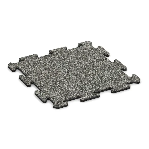 Spielmatte von WARCO im Farbdesign Grauer Granit mit den Abmessungen 500 x 500 x 18 mm. Produktfoto von Artikel 0055 in der Aufsicht von schräg vorne.