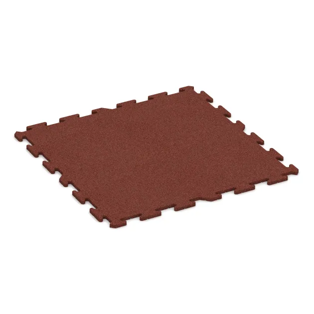 Sportboden‑Platte 1,8 cm von WARCO im Farbdesign Ziegelrot mit den Abmessungen 1000 x 1000 x 18 mm. Produktfoto von Artikel 4244 in der Aufsicht von schräg vorne.