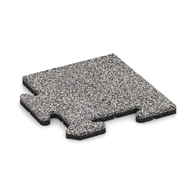 Eckplatte von WARCO im Farbdesign Grau Melange mit den Abmessungen 235 x 235 x 18 mm. Produktfoto von Artikel 4682 in der Aufsicht von schräg vorne.