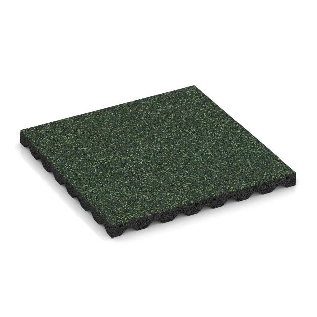 Fallschutzplatte von WARCO im Farbdesign Englischer Rasen mit den Abmessungen 500 x 500 x 40 mm. Produktfoto von Artikel 5344 in der Aufsicht von schräg vorne.