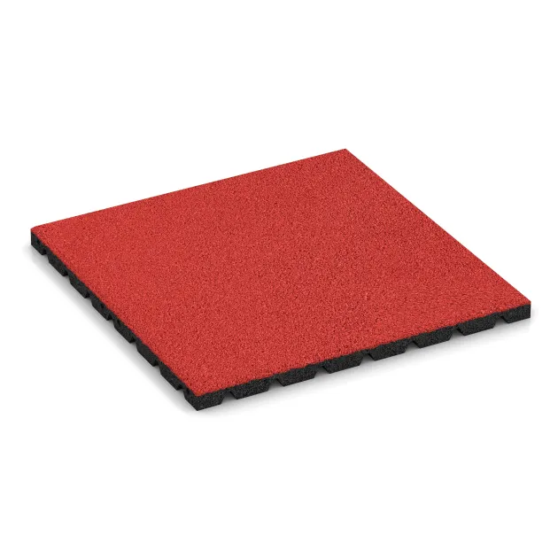 Dalle amortissante 3 cm - EN 1177 ≤ 100 cm de WARCO en couleur Rouge corail au format 500 x 500 x 30 mm. La photo de l’article 5474 dans la vue complète de face.