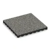 Fallschutzplatte 4,5 cm - EN 1177 ≤ 135 cm von WARCO im Farbdesign Grauer Granit mit den Abmessungen 500 x 500 x 45 mm. Produktfoto von Artikel 5543 in der Aufsicht von schräg vorne.