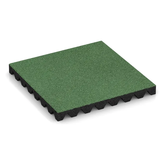 Fallschutzplatte 5 cm - EN 1177 ≤ 145 cm von WARCO im Farbdesign Blassgrün mit den Abmessungen 500 x 500 x 50 mm. Produktfoto von Artikel 5570 in der Aufsicht von schräg vorne.