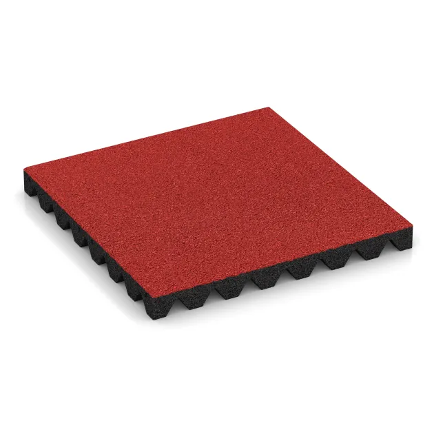 Dalle amortissante 5 cm - EN 1177 ≤ 145 cm de WARCO en couleur Rouge corail au format 500 x 500 x 50 mm. La photo de l’article 5572 dans la vue complète de face.