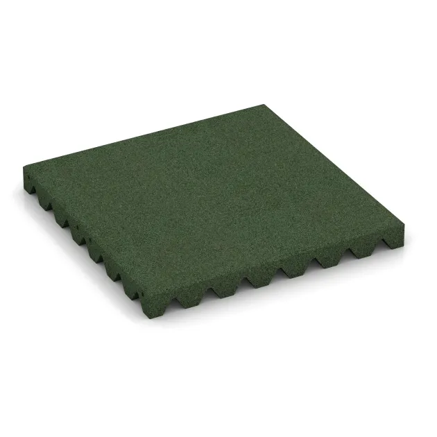 Fallschutzplatte von WARCO im Farbdesign Grasgrün mit den Abmessungen 500 x 500 x 50 mm. Produktfoto von Artikel 0692 in der Aufsicht von schräg vorne.