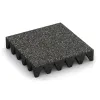 Fallschutzplatte von WARCO im Farbdesign Dunkelgrauer Granit mit den Abmessungen 500 x 500 x 100 mm. Produktfoto von Artikel 3710 in der Aufsicht von schräg vorne.