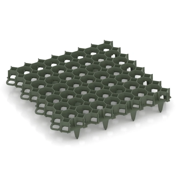 Dalle stabilisatrice en plastique de WARCO en couleur Vert mat au format 47,6 × 47,6 × 4 cm | 0,226 m². La photo de l’article 3634 dans la vue complète de face.