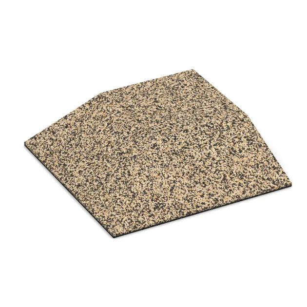 Eck-Platte (zwei Seiten abgeschrägt) von WARCO im Farbdesign Travertin mit den Abmessungen 500 x 500 x 100 mm. Produktfoto von Artikel 3822 in der Aufsicht von schräg vorne.