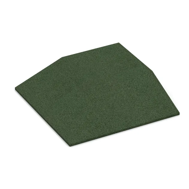 Eck-Platte (zwei Seiten abgeschrägt) von WARCO im Farbdesign Grasgrün mit den Abmessungen 500 x 500 x 100 mm. Produktfoto von Artikel 0501 in der Aufsicht von schräg vorne.