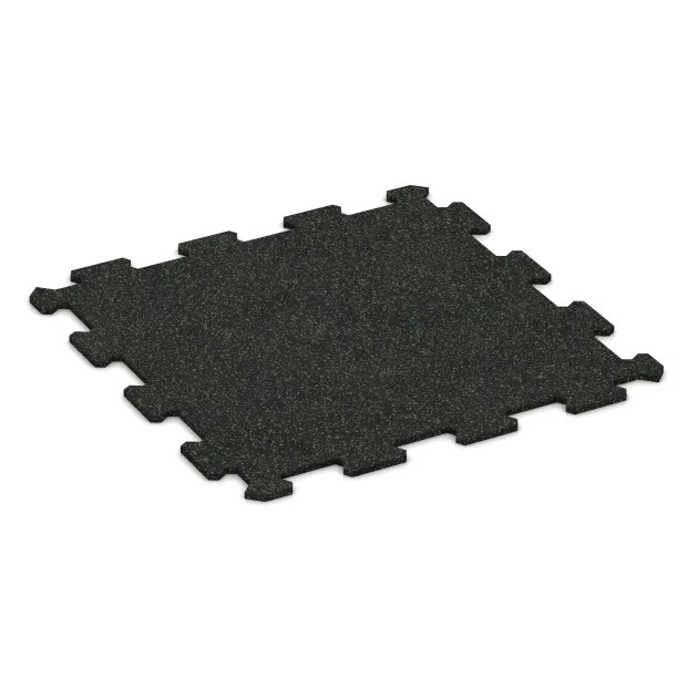 Fitnessboden Kompakt von WARCO im Farbdesign Leicht Grün Gesprenkelt mit den Abmessungen 485 x 485 x 8 mm | 0,235 m². Produktfoto von Artikel 0921 in der Aufsicht von schräg vorne.