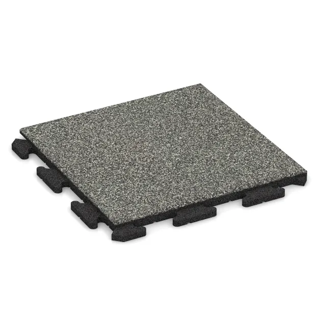 Terrassenplatte Classic von WARCO im Farbdesign Grauer Granit mit den Abmessungen 500 x 500 x 30 mm. Produktfoto von Artikel 1158 in der Aufsicht von schräg vorne.