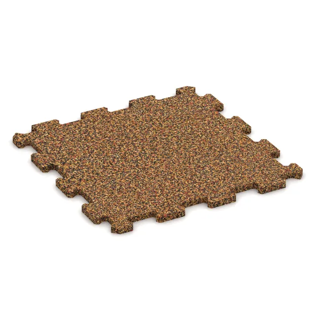 Fitnessboden Kompakt von WARCO im Farbdesign Terra Cotta mit den Abmessungen 485 x 485 x 16 mm | 0,235 m². Produktfoto von Artikel 0962 in der Aufsicht von schräg vorne.