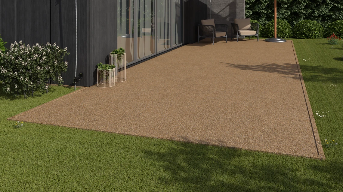 Beispielhafte Verlegung für den Artikel 3740 von WARCO - Revêtement de sol extérieur, Farbton Rattan in der Abmessung 30,6 x 30,6 x 2 cm | 0,094 m².