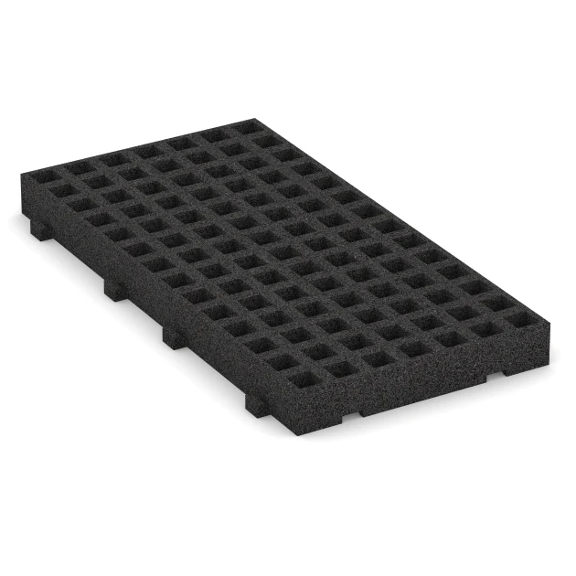 Fallschutz-Rasengittermatte von WARCO im Farbdesign Anthrazit mit den Abmessungen 100 × 50 × 8 cm. Produktfoto von Artikel 6115 in der Aufsicht von schräg vorne.