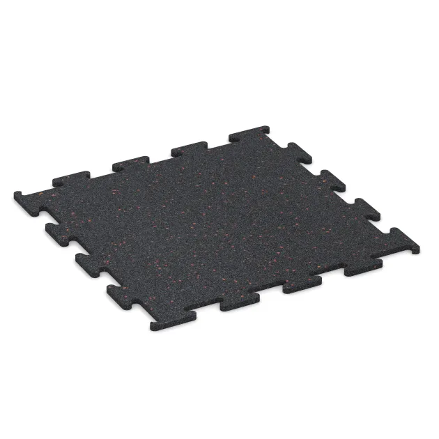 Fitness Performance Elite Trainingsboden von WARCO im Farbdesign Leicht Rot Gesprenkelt mit den Abmessungen 500 x 500 x 10 mm. Produktfoto von Artikel 3765 in der Aufsicht von schräg vorne.
