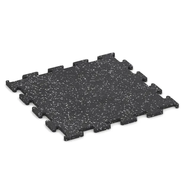 Fitness Performance Elite Trainingsboden von WARCO im Farbdesign Leicht Grau Gesprenkelt mit den Abmessungen 500 x 500 x 15 mm. Produktfoto von Artikel 3780 in der Aufsicht von schräg vorne.