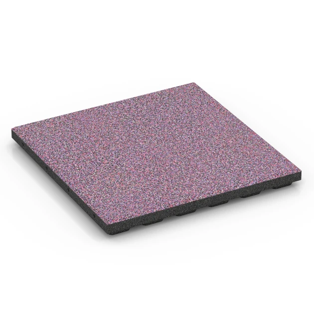 Fallschutzmatte EPDM – 120 cm von WARCO im Farbdesign Lavendel mit den Abmessungen 50 x 50 x 4 cm | 0,25 m². Produktfoto von Artikel 6427 in der Aufsicht von schräg vorne.