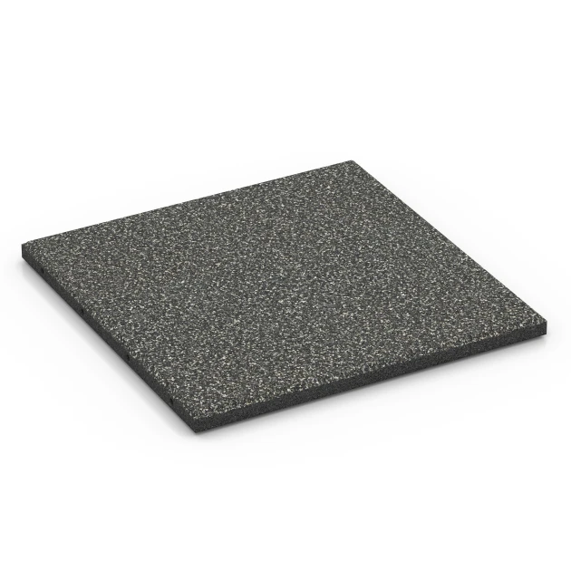 Fallschutzmatte EPDM – 90 cm von WARCO im Farbdesign Dunkelgrauer Granit mit den Abmessungen 50 x 50 x 3 cm | 0,25 m². Produktfoto von Artikel 6413 in der Aufsicht von schräg vorne.