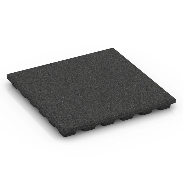 Fallschutzplatten von WARCO im Farbdesign Anthrazit mit den Abmessungen 50 x 50 x 4,8 cm. Produktfoto von Artikel 6291 in der Aufsicht von schräg vorne.