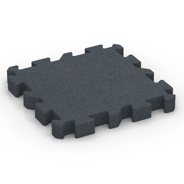 Fallschutz-Puzzlematte von WARCO im Farbdesign Schiefergrau mit den Abmessungen 50 x 50 x 6 cm | 0,25 m². Produktfoto von Artikel 6319 in der Aufsicht von schräg vorne.