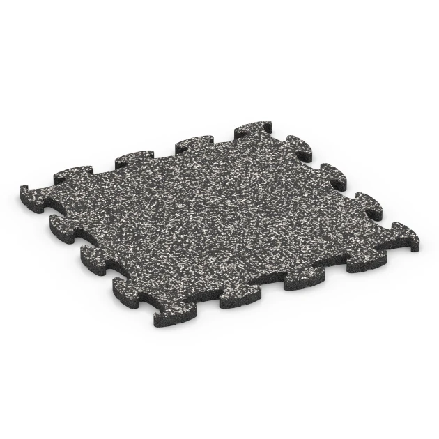 Messeboden Klickfliese von WARCO im Farbdesign Dunkelgrauer Granit mit den Abmessungen 46 x 46 x 1,8 cm. Produktfoto von Artikel 6913 in der Aufsicht von schräg vorne.