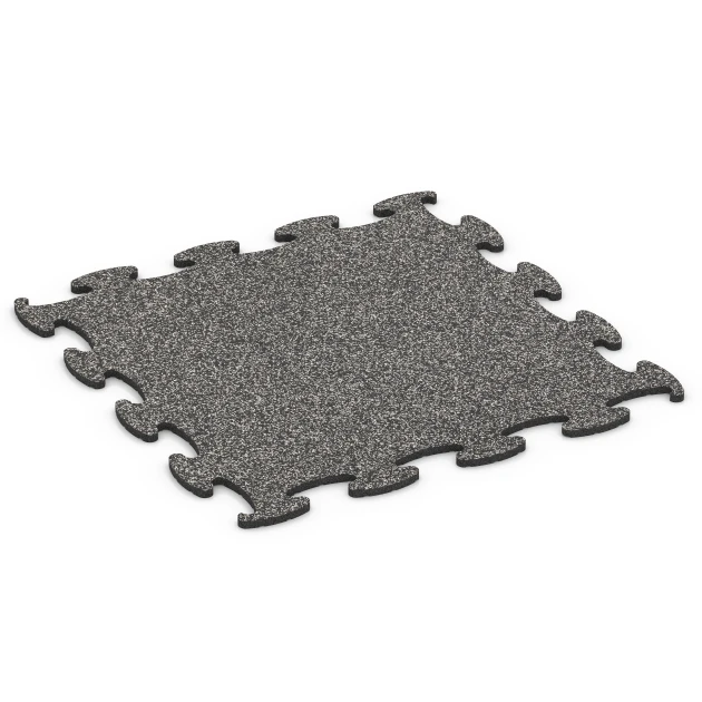 Messeboden Klickfliese von WARCO im Farbdesign Dunkelgrauer Granit mit den Abmessungen 98 x 98 × 1,8 cm. Produktfoto von Artikel 6922 in der Aufsicht von schräg vorne.