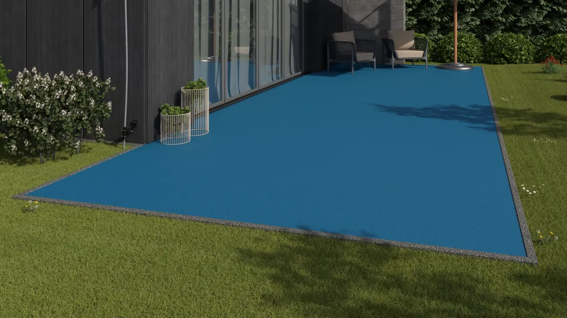 Beispielhafte Verlegung für den Artikel 4263 von WARCO - Dalle en caoutchouc à emboîtement, Farbton Bleu ciel in der Abmessung 306 x 306 x 20 mm.