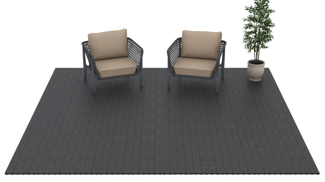 Beispielhafte Verlegung für den Artikel 6236 von WARCO - Motif à panneaux – Dalle clipsable, Farbton Ardoise in der Abmessung 38,5 x 38,5 x 2 cm.