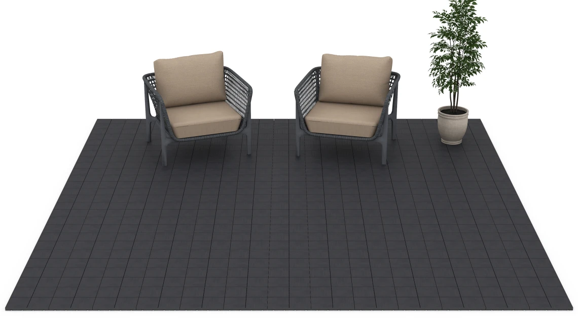 Beispielhafte Verlegung für den Artikel 6347 von WARCO - Mosaïque – Dalle clipsable, Farbton Ardoise in der Abmessung 30 x 30 x 2 cm.