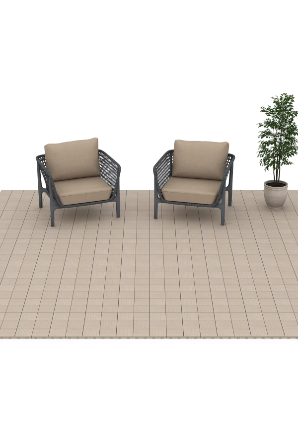 Beispielhafte Verlegung für den Artikel 6351 von WARCO - Mosaïque – Dalle clipsable, Farbton Vanille in der Abmessung 30 x 30 x 2 cm.