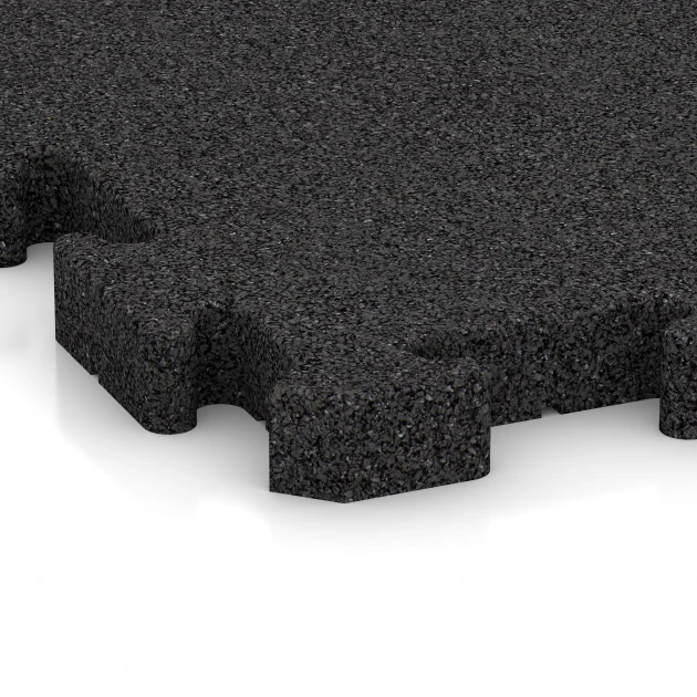 Detailaufnahme der Randausprägung von WARCO-Produkt 2960, Fallschutz-Puzzlematte, Format 50 x 50 x 4 cm | 0,25 m², Farbe Anthrazit.