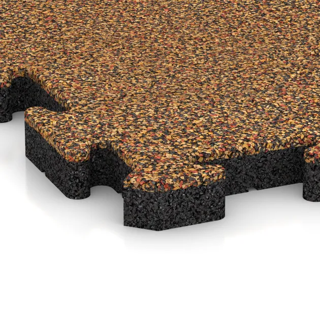 La vue détaillée sur les bords du produit WARCO 3410, Tapis de Protection Fitness HD, au format 1000 x 1000 x 40 mm, en couleur Terre cuite.