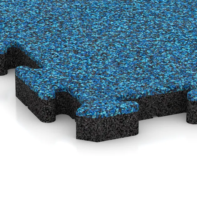 La vue détaillée sur les bords du produit WARCO 3416, Tapis de Protection Fitness HD, au format 1000 x 1000 x 40 mm, en couleur Atlantique.