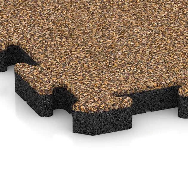 La vue détaillée sur les bords du produit WARCO 3419, Tapis de Protection Fitness HD, au format 1000 x 1000 x 40 mm, en couleur Maroc.
