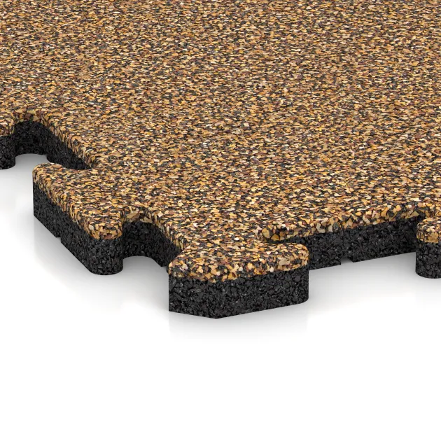 Detailaufnahme der Randausprägung von WARCO-Produkt 4102, Ballspielplatte, Format 500 x 500 x 30 mm, Farbe Rattan Lounge.