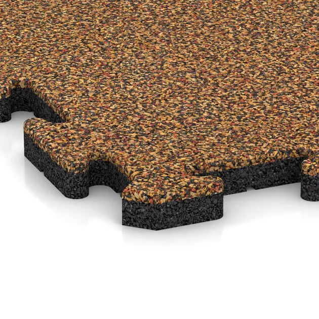 La vue détaillée sur les bords du produit WARCO 3230, Tapis de Protection Fitness HD, au format 1000 x 1000 x 30 mm, en couleur Terre cuite.