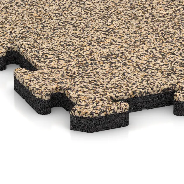 La vue détaillée sur les bords du produit WARCO 3234, Tapis de Protection Fitness HD, au format 1000 x 1000 x 30 mm, en couleur Travertin.