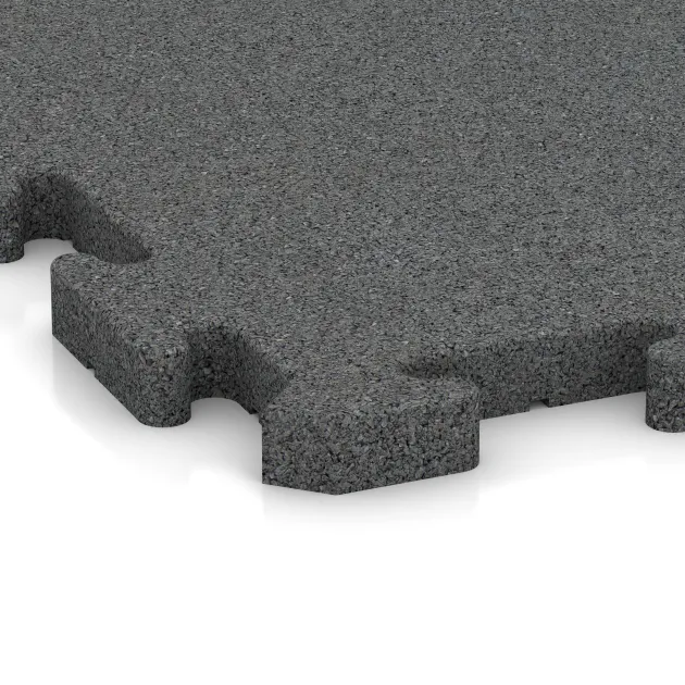 La vue détaillée sur les bords du produit WARCO 3375, Tapis de Protection Fitness, au format 1000 x 1000 x 30 mm, en couleur Gris ardoise.