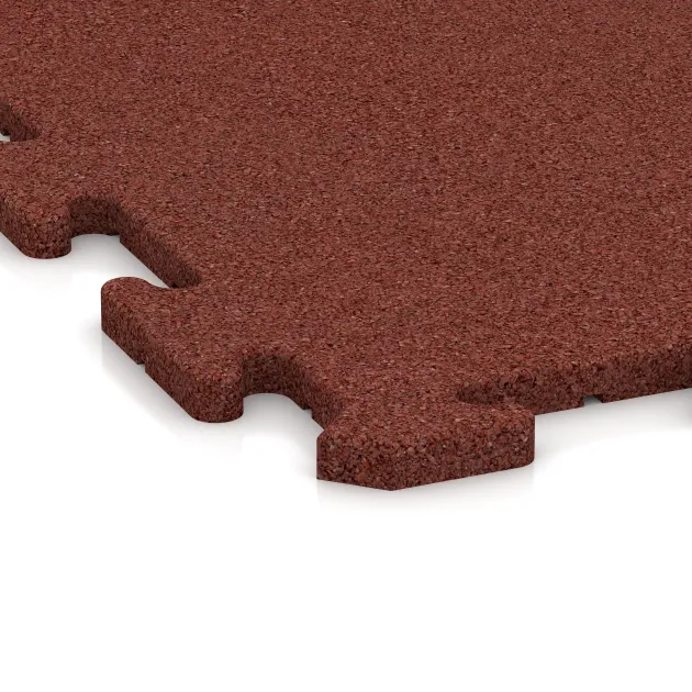 Detailaufnahme der Randausprägung von WARCO-Produkt 4244, Sportboden‑Platte 1,8 cm, Format 1000 x 1000 x 18 mm, Farbe Ziegelrot.