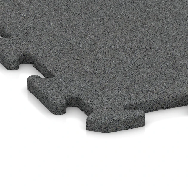 Detailaufnahme der Randausprägung von WARCO-Produkt 0373, Bodenschutzmatte 1,8 cm – Fitness, Format 100 x 100 x 1,8 cm | 1,00 m², Farbe Schiefergrau.