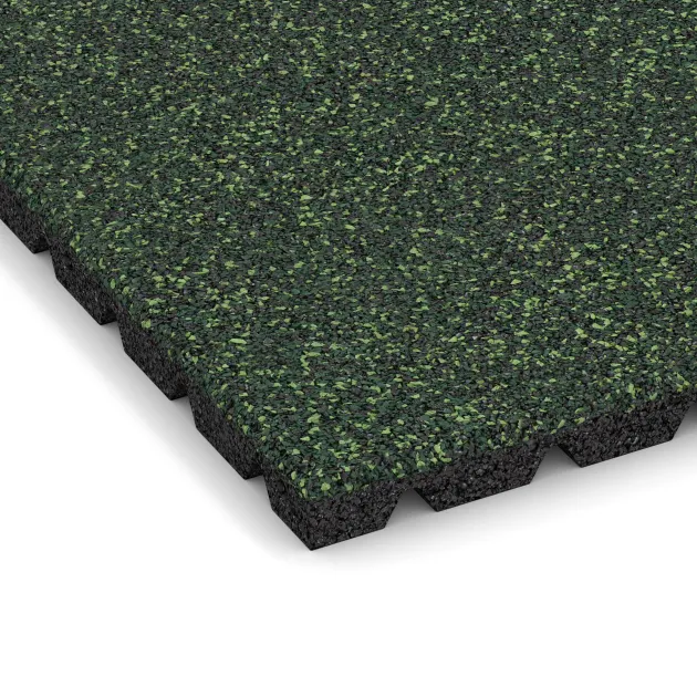 La vue détaillée sur les bords du produit WARCO 5493, Dalle amortissante 3 cm - EN 1177 ≤ 100 cm, au format 500 x 500 x 30 mm, en couleur Pelouse anglaise.