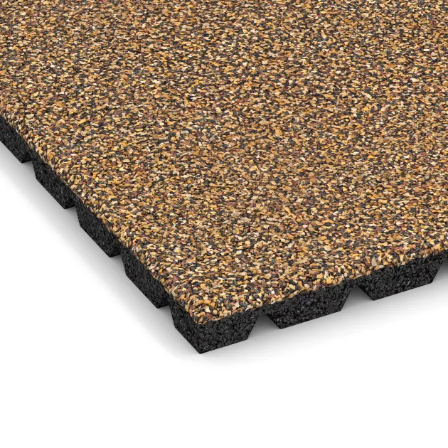 La vue détaillée sur les bords du produit WARCO 5324, Dalle amortissante, au format 500 x 500 x 30 mm, en couleur Maroc.