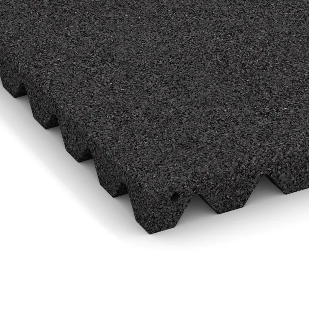 Detailaufnahme der Randausprägung von WARCO-Produkt 0654, Wandschutzplatte, Format 500 x 500 x 45 mm, Farbe Anthrazit.