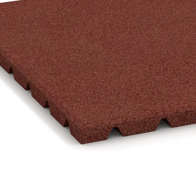 Detailaufnahme der Randausprägung von WARCO-Produkt 0527, Wandschutzplatte, Format 500 x 500 x 25 mm, Farbe Ziegelrot.