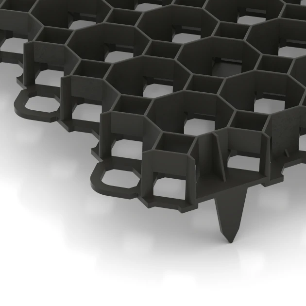La vue détaillée sur les bords du produit WARCO 5207, Dalle stabilisatrice en plastique, au format 47,6 × 47,6 × 4 cm | 0,226 m², en couleur Noir mat.