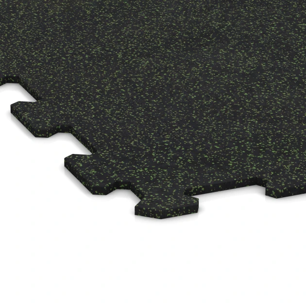 La vue détaillée sur les bords du produit WARCO 1058, Sol de Fitness Compact, au format 970 x 970 x 8 mm | 0,94 m, en couleur Vert doux moucheté.